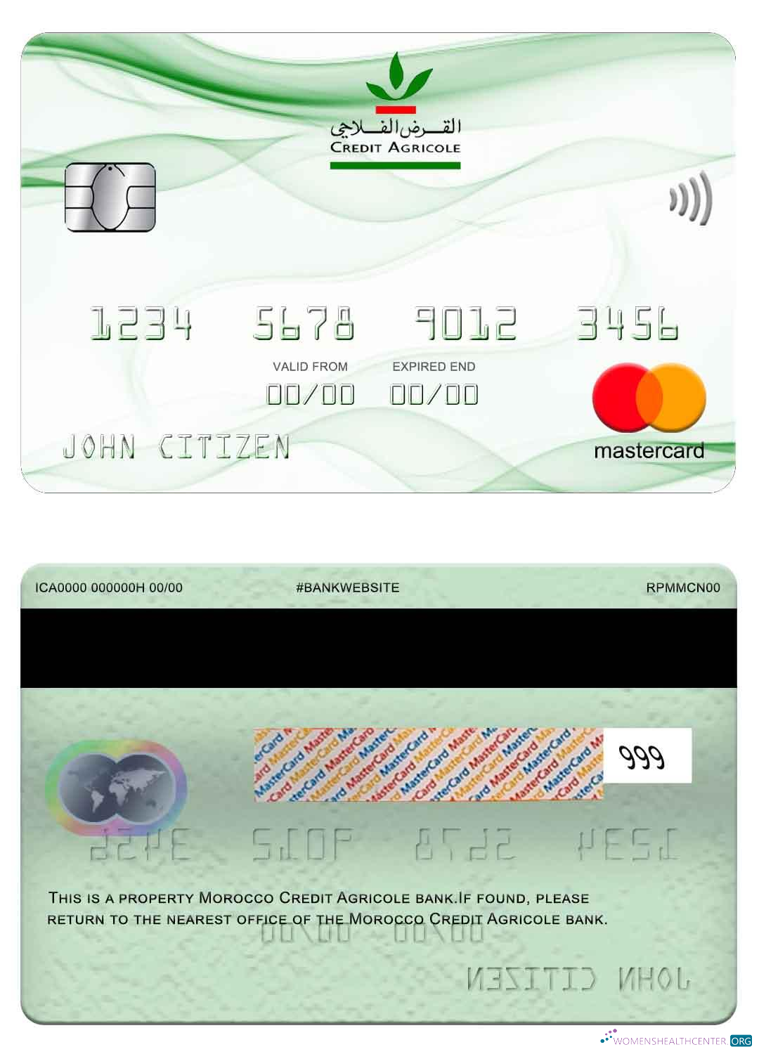 Download Morocco Credit Agricole bank mastercard Photoshop template